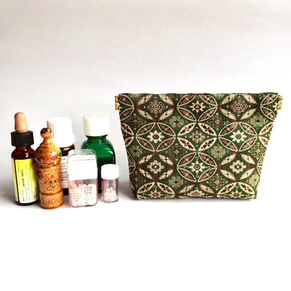 エッセンス&レメディー用安心ポーチ Sサイズ  西陣織 正絹  男女兼用 電磁波シールドポーチ 2枚目の画像