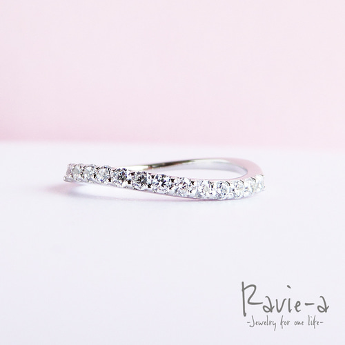 シルバー925 ハーフエタニティリング ウェーブデザイン プラチナ 婚約