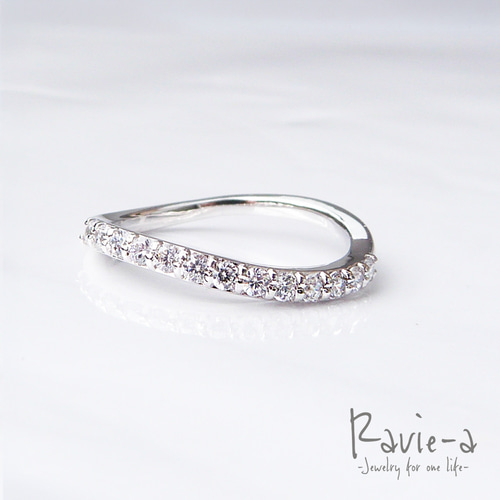 シルバー925 ハーフエタニティリング ウェーブデザイン プラチナ 婚約