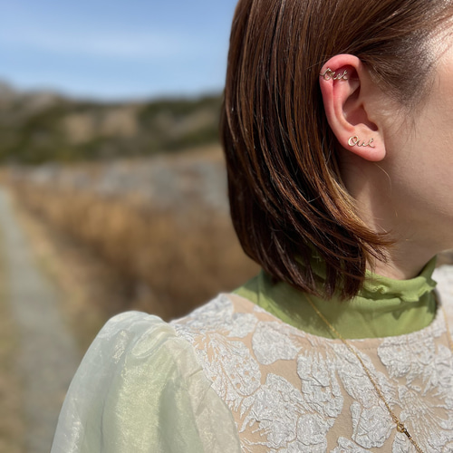 Tiny letter clip & pierce】好きな筆記体で作る⭐︎2wayクリップ