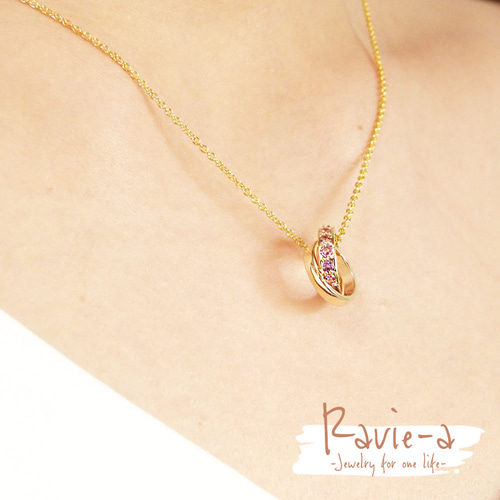 ネックレス K10 ペアネックレス ピンクトルマリン ゴールド リング