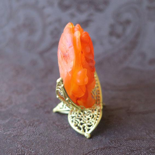 一点物】ガネーシャ カーネリアン カービング 彫刻 立体｜天然石置物