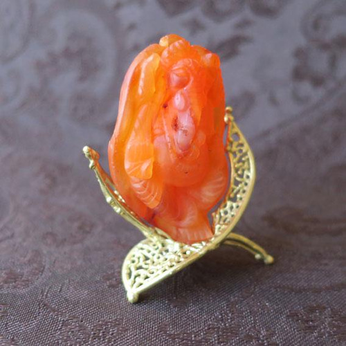 一点物】ガネーシャ カーネリアン カービング 彫刻 立体｜天然石置物