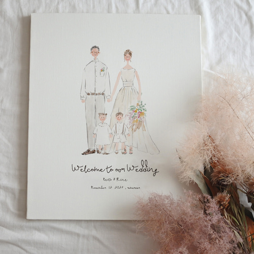 F8号 結婚式 オリジナルウエルカムボード】オーダーメイド 似顔絵