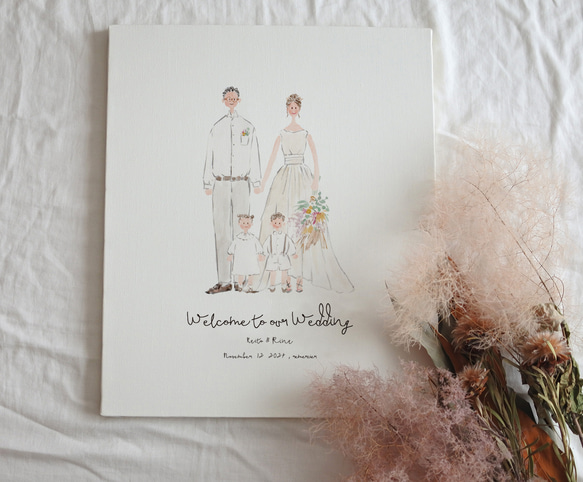 F8号 結婚式 オリジナルウエルカムボード】オーダーメイド 似顔絵