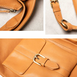 【限時10折優惠】雙肩包，天然皮革，A4尺寸，兩用包，植鞣革，駝色，HAB008 第15張的照片