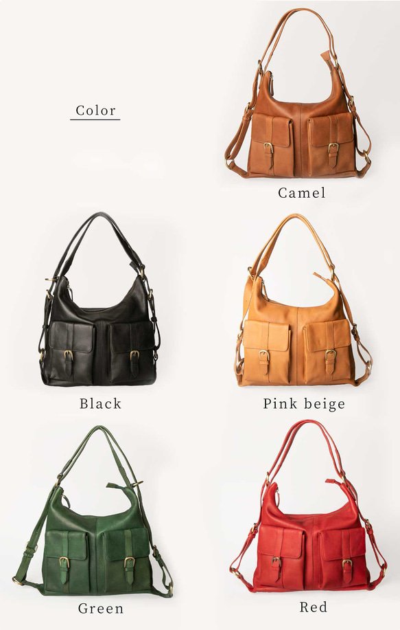 【限時10折優惠】雙肩包，天然皮革，A4尺寸，兩用包，植鞣革，駝色，HAB008 第16張的照片