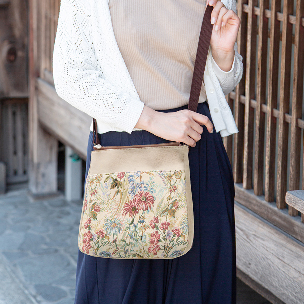イビザ デニム ショルダーバッグ ゴブラン織り 【美品】