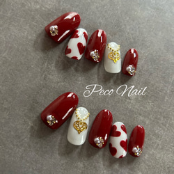 ハート×ボルドー☆ネイルチップ ネイルチップ（つけ爪） Peco Nail
