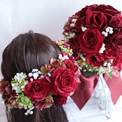 古色古香的紅花束&amp;頭飾*人造花*顏色順序OK 第2張的照片