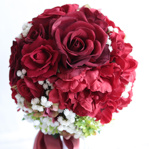 アーティフィシャルフラワー　ブーケ　ヘッドドレス アンティークレッドのブーケ&ヘッドドレス＊アーティフィシャル