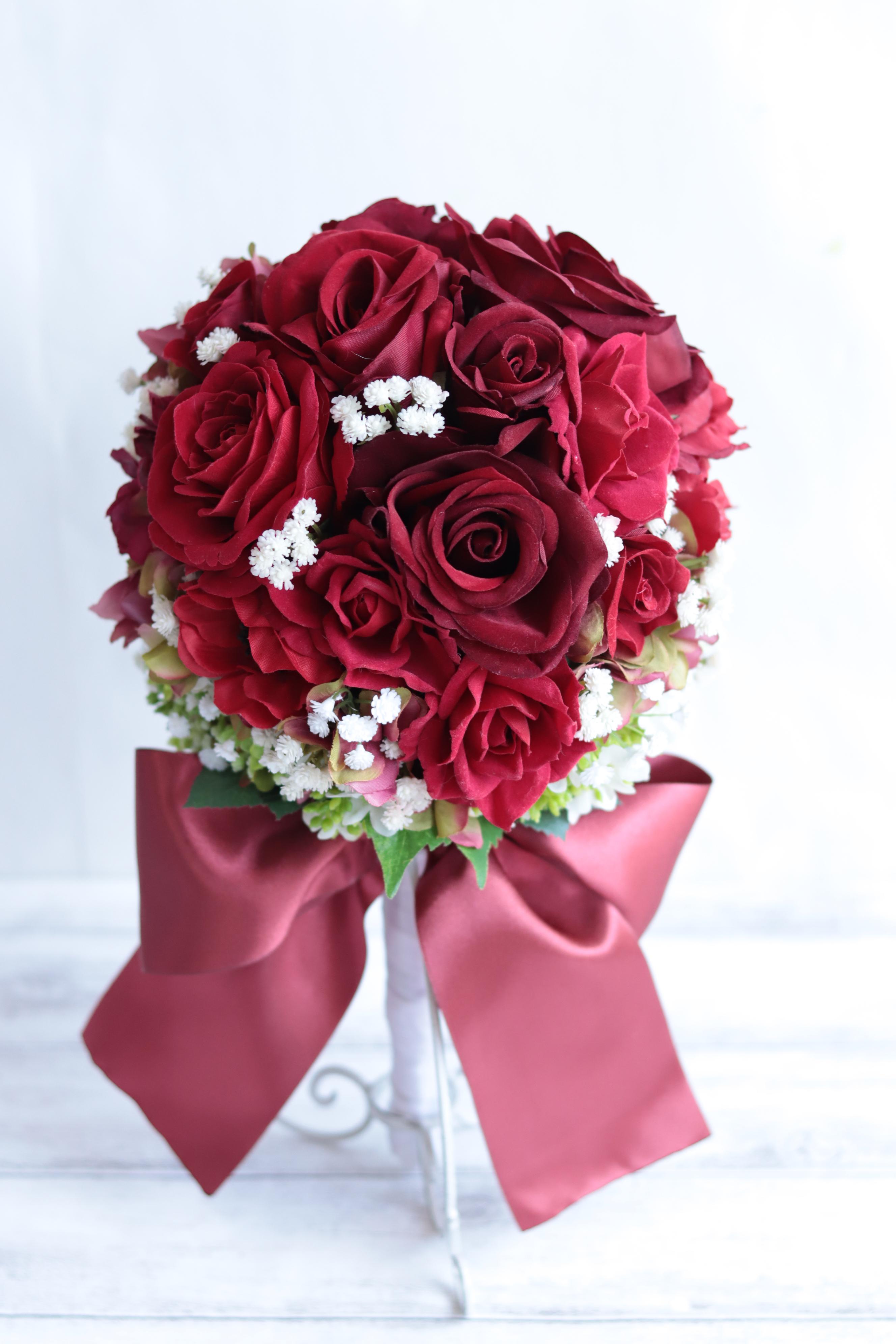 アンティークレッドのブーケ&ヘッドドレス＊アーティフィシャルフラワー＊カラーオーダーＯＫ