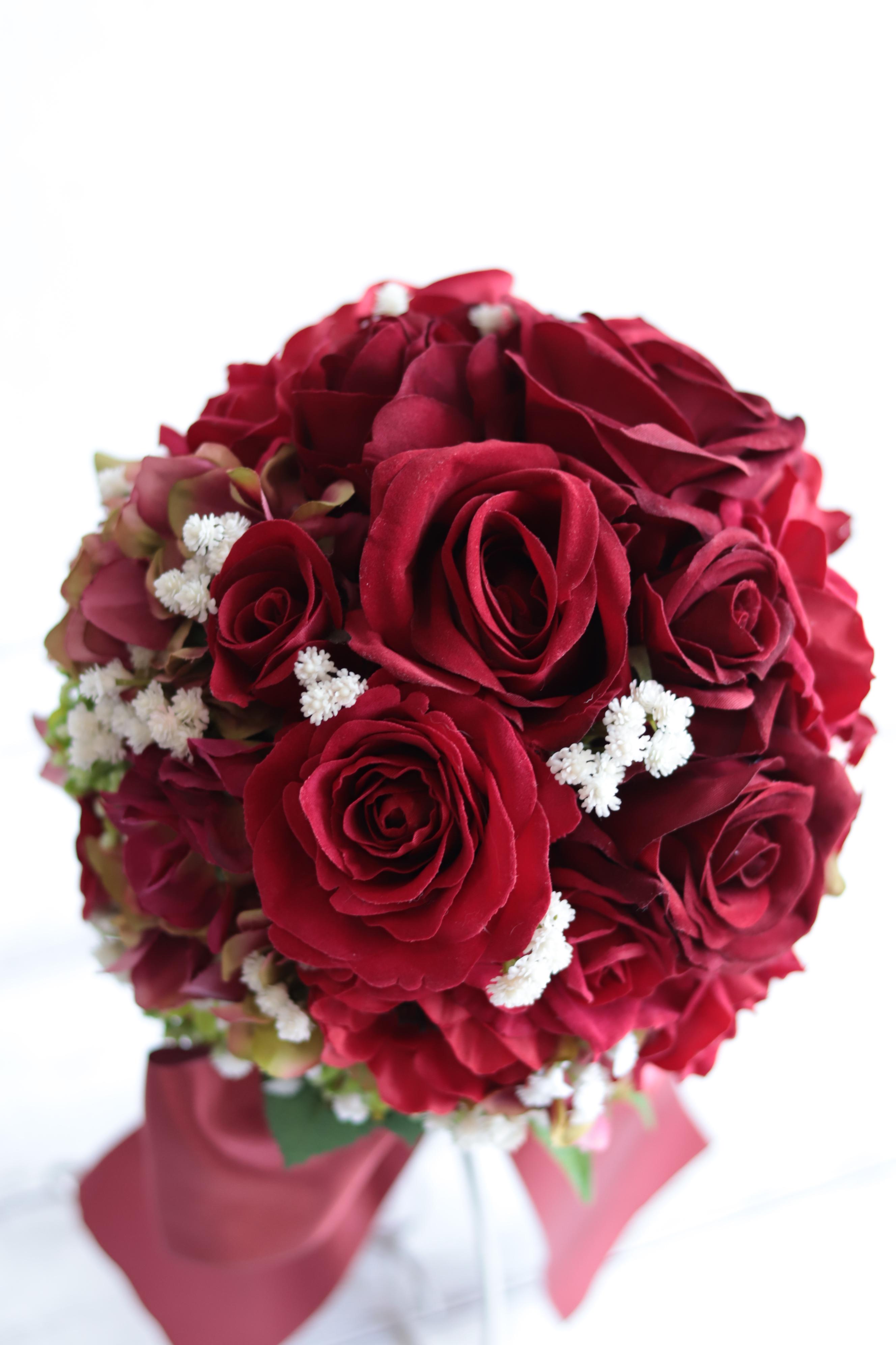 アンティークレッドのブーケ&ヘッドドレス＊アーティフィシャルフラワー＊カラーオーダーＯＫ