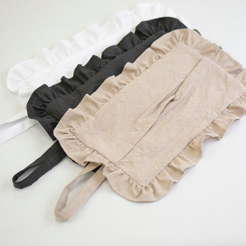 pur ティッシュカバー フリル (ホワイト) コットン100% 面紙盒・面紙套