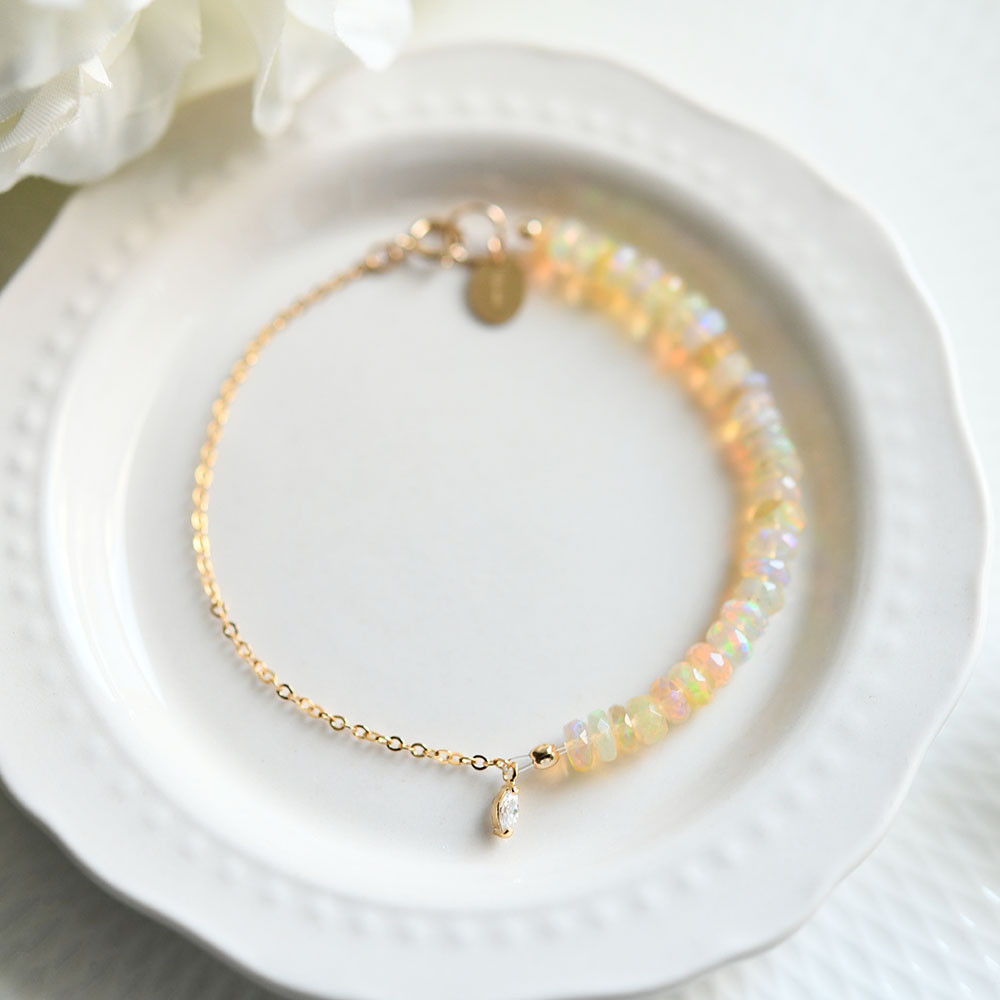 願いを叶う 妖精の石 ウォーターオパールの2WAY ブレスレット 10月誕生石