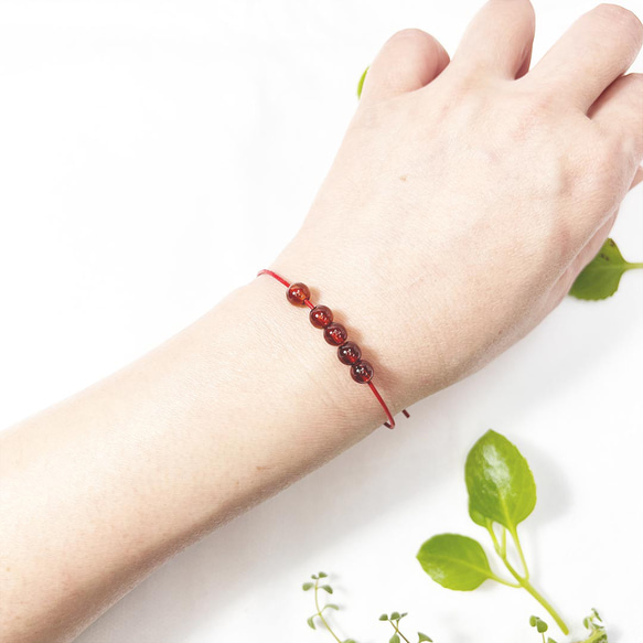 Blessing Garnet January Red Leather Bracelet 5 Gems 1枚目の画像