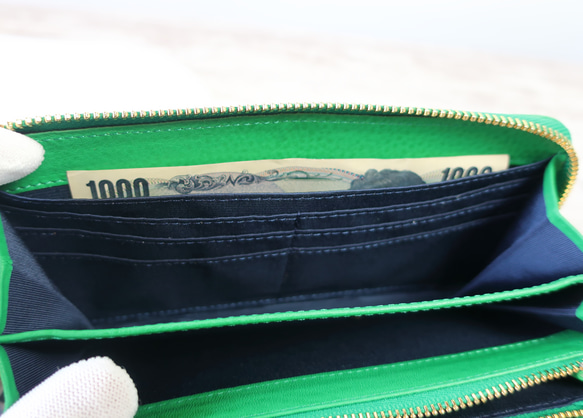 《一番人気！選べる7色》ラウンドファスナー・長財布☆彡大容量・カード12枚収納・クロコダイル型押しレザー・くすみカラー 20枚目の画像