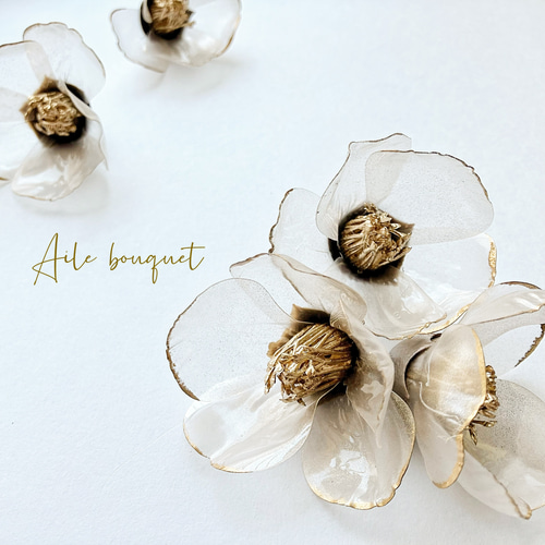 ヘッドドレス 花 透明 クリスタルフラワー クリア ディップフラワー 椿