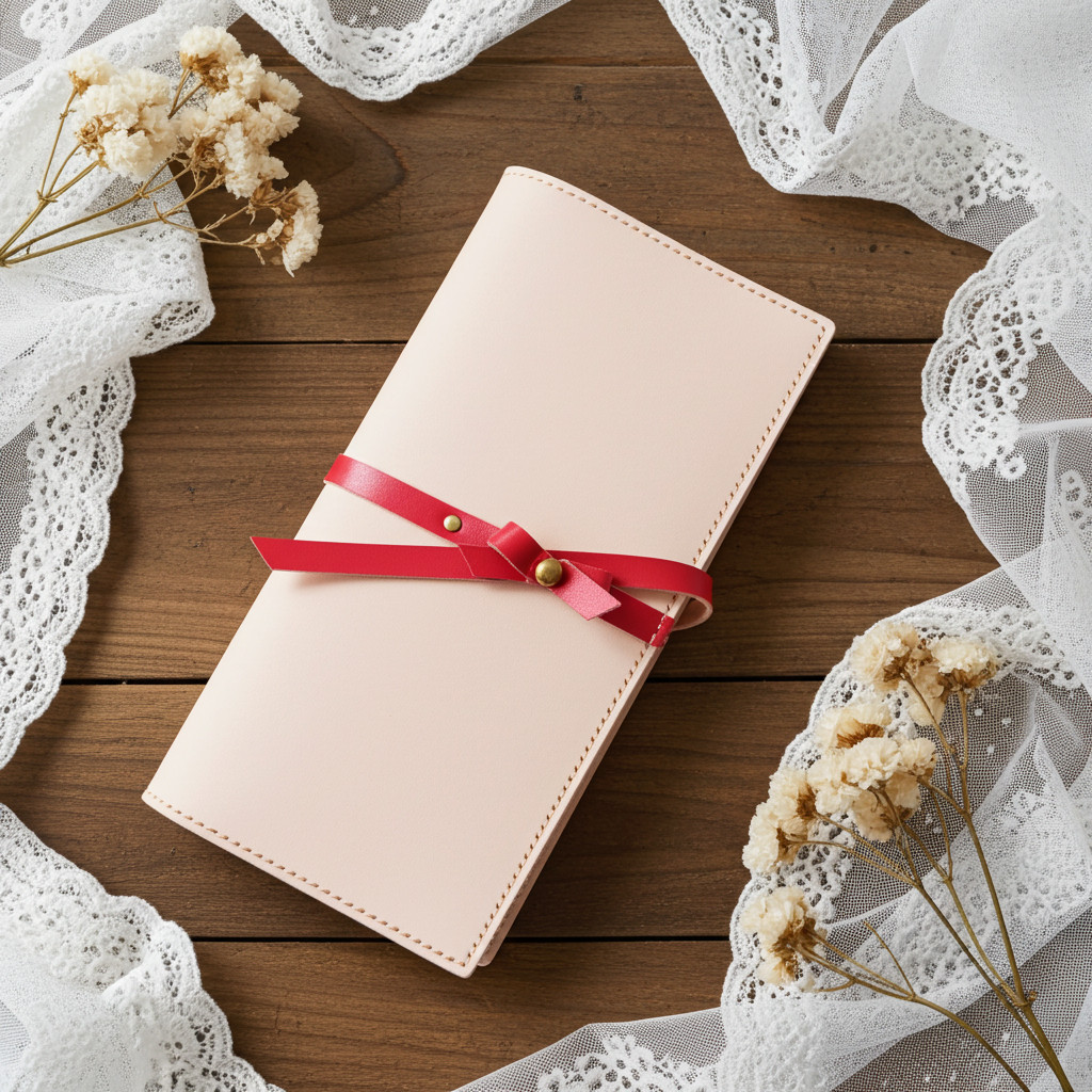 リボン付き本革ほぼ日手帳WEEKS用カバー 手帳カバー