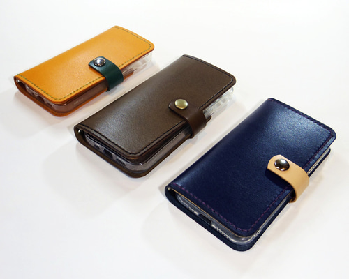 新品未使用 エルメスレザー ケース スナップボタン付き スナップボタン留め牛革レザーケース iPhone,Android 多機種制作