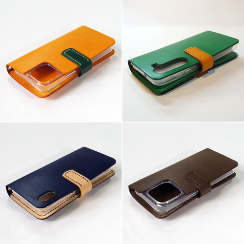 スナップボタン留め牛革レザーケース iPhone,Android 多機種制作