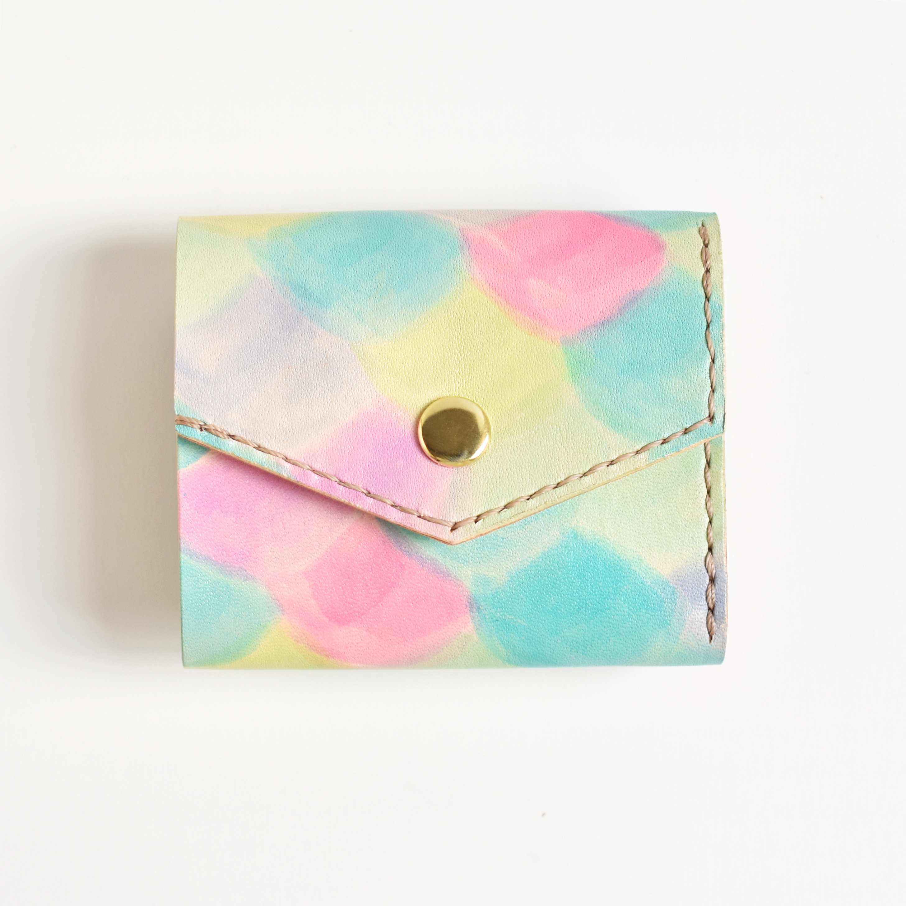 革の手染め財布 「人魚姫（三つ折りミニ財布）」