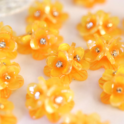 はちみつ色した金木犀とコットンパールのピアス／イヤリング　（ミモザ　花、ギフト） 11枚目の画像