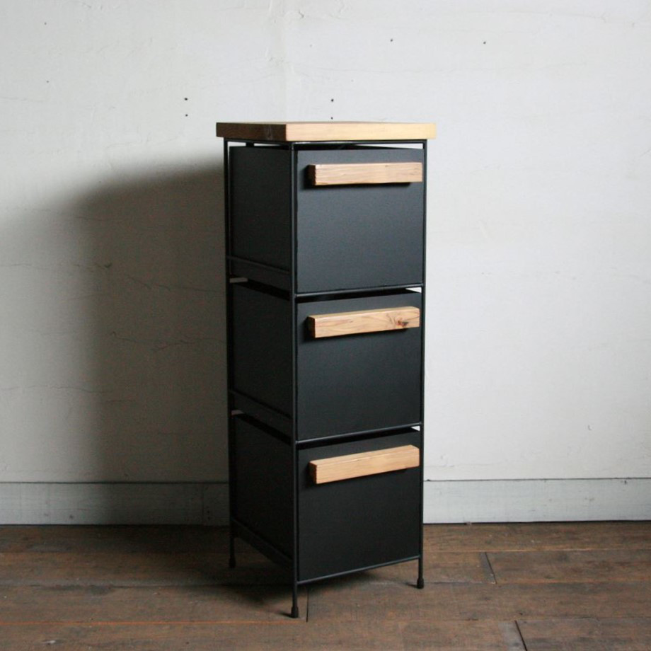 古材杉とアイアンの縦長チェスト【サイズオーダー可】