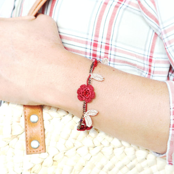 OYA crochet Bracelet [MARY] Misty Mauve 第5張的照片