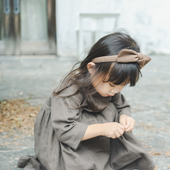 《80〜130cmオーダー可》 ココアのナチュラルワンピース 女の子 おしゃれ かわいい 大人っぽい 子供服 無地 茶 7枚目の画像