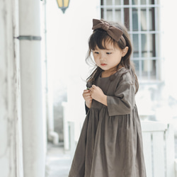 《80〜130cmオーダー可》 ココアのナチュラルワンピース 女の子 おしゃれ かわいい 大人っぽい 子供服 無地 茶 1枚目の画像