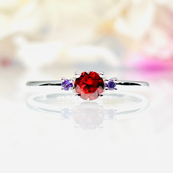 再販x3] K10・K18・Pt(10金・18金・プラチナ)高品質ガーネットのリング