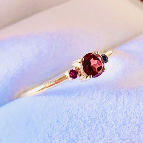 再販x3] K10・K18・Pt(10金・18金・プラチナ)高品質ガーネットのリング