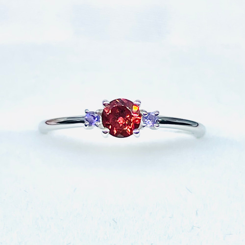 再販x3] K10・K18・Pt(10金・18金・プラチナ)高品質ガーネットのリング