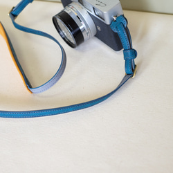 やわらか カメラストラップ(名入れ可)　ターコイズ 2枚目の画像