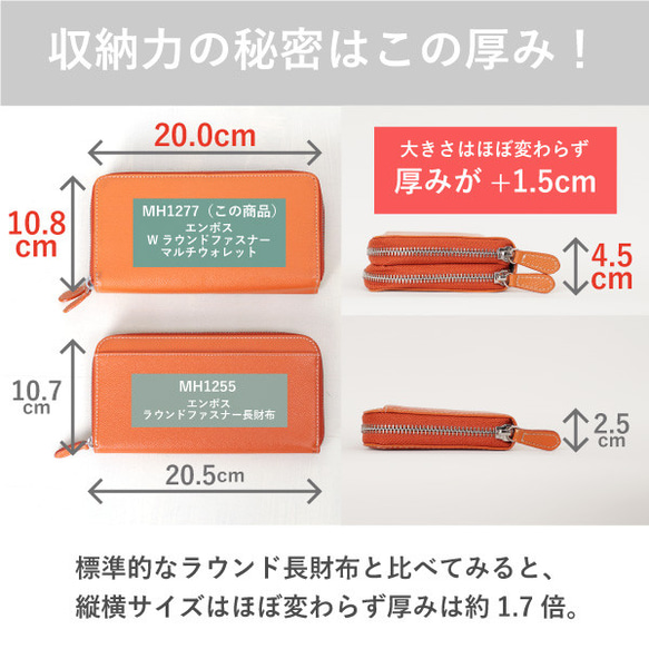 【3日以内発送】カード収納39枚！ Wラウンドファスナーマルチウォレット　グレージュ　エンボス　MH1277 4枚目の画像