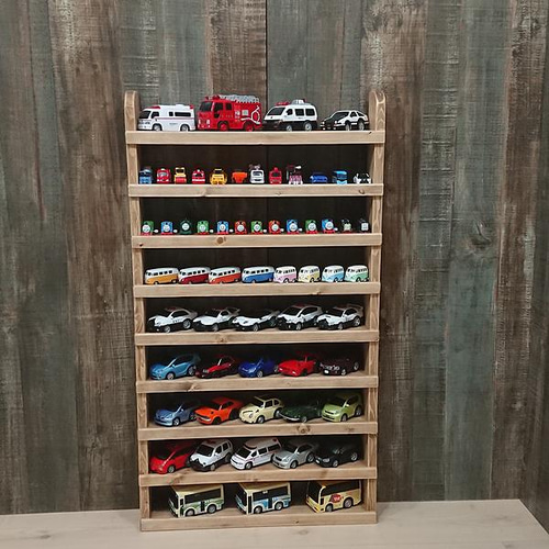 トミカ・ミニカー収納9段シェルフ 本体ブラウン 50cm幅 100台以上収納 