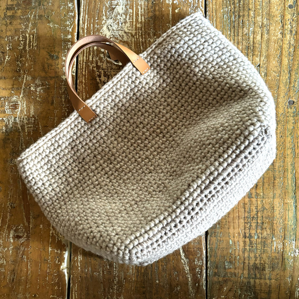 wool100/毛糸のトートバッグ/M 14枚目の画像