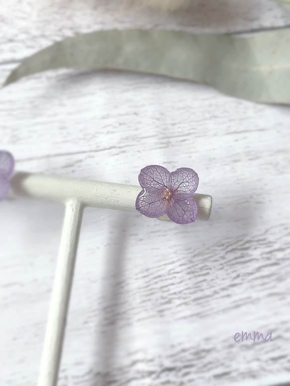 【再販】シンプル ライラック紫陽花のピアス/イヤリング 4枚目の画像