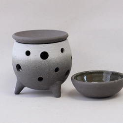 黒陶茶香炉またはアロマポット(丸) 1枚目の画像