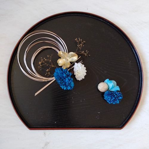 彼岸花のかんざしプラス 立体刺繍風 ワインカラー かんざし メノ