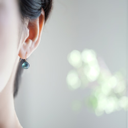 ☆藍綠色螢石栗色切割耳環～翠鳥羽毛 第7張的照片