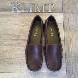 足を包み込む楽ちん本革モカシン 靴 ダークブラウン スリッポン KLIMT