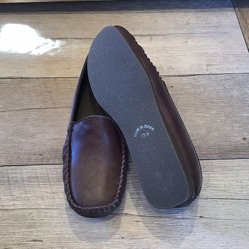 足を包み込む楽ちん本革モカシン 靴 ダークブラウン スリッポン KLIMT