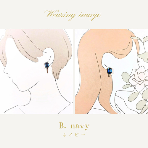 四角のきらめき-八角形-イヤリング イヤリング