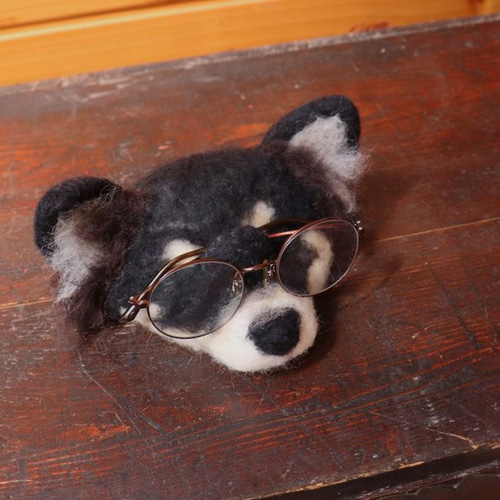 めがね置き犬【チワワ】くろみつ その他インテリア雑貨 上杉こまめ