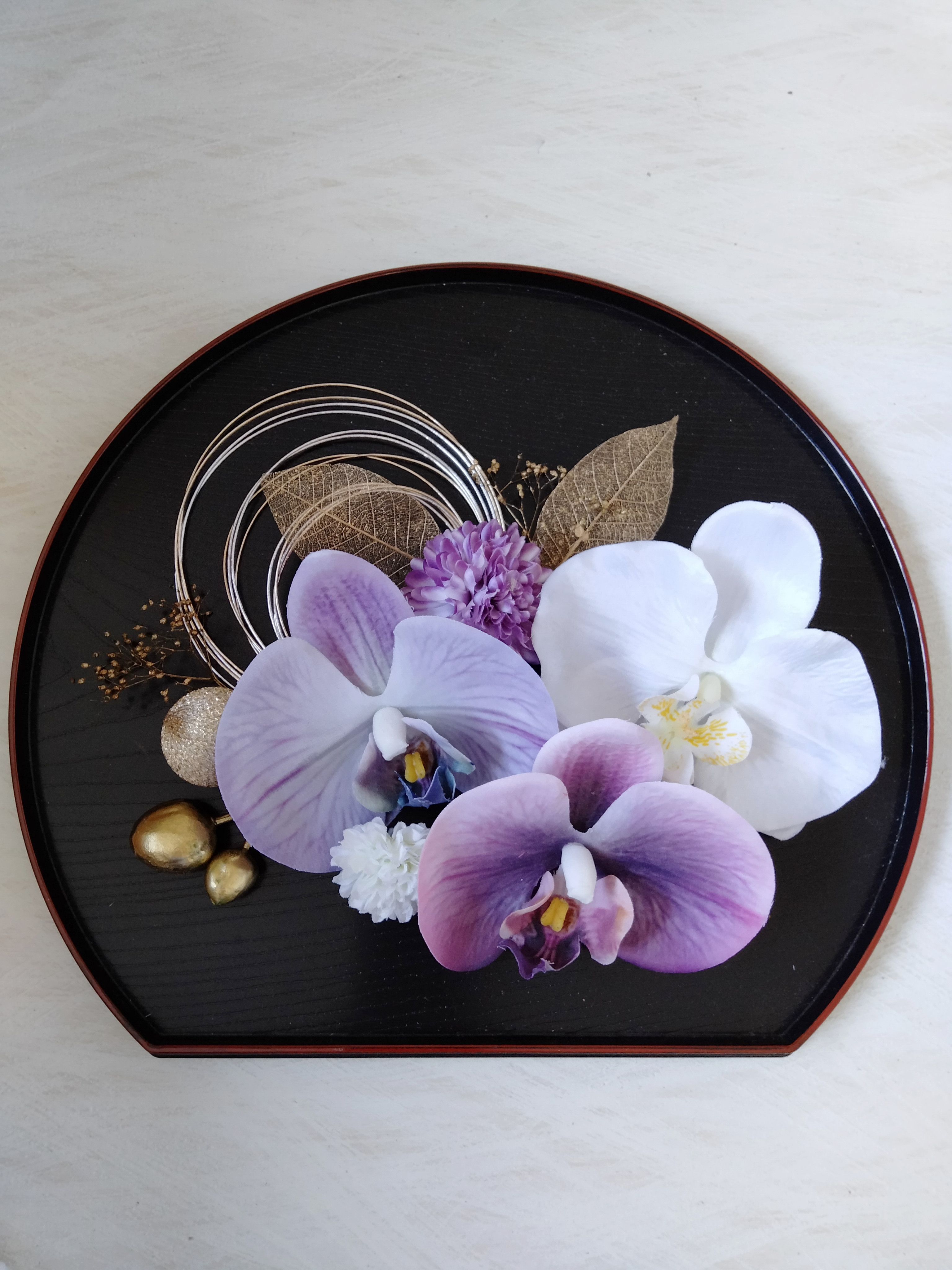 白と紫の胡蝶蘭　ドライフラワー　卒業式髪飾り　成人式髪飾り　結婚式髪飾り　成人式　卒業式　色打掛　袴