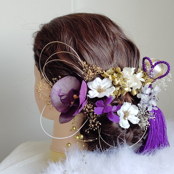 花華＿ 枝垂れパールの和装髪飾り 結婚式髪飾り 卒業式髪飾り 成人式