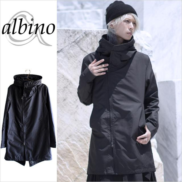 燕尾デザインラップ型ハイネックミリタリーコート コート albino