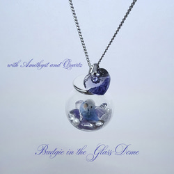 インコのガラスドームネックレス・セキセイインコ・ブルー 4枚目の画像